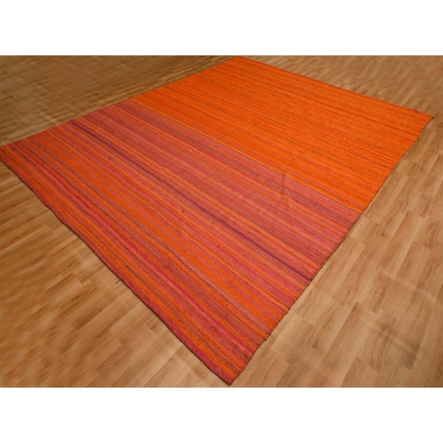 8'X10'1" Sunset Colors Plain Solid Design Wool And Silk Hand Knotted Rug