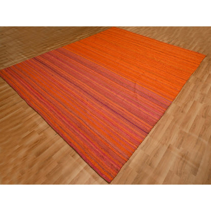 8'X10'1" Sunset Colors Plain Solid Design Wool And Silk Hand Knotted Rug