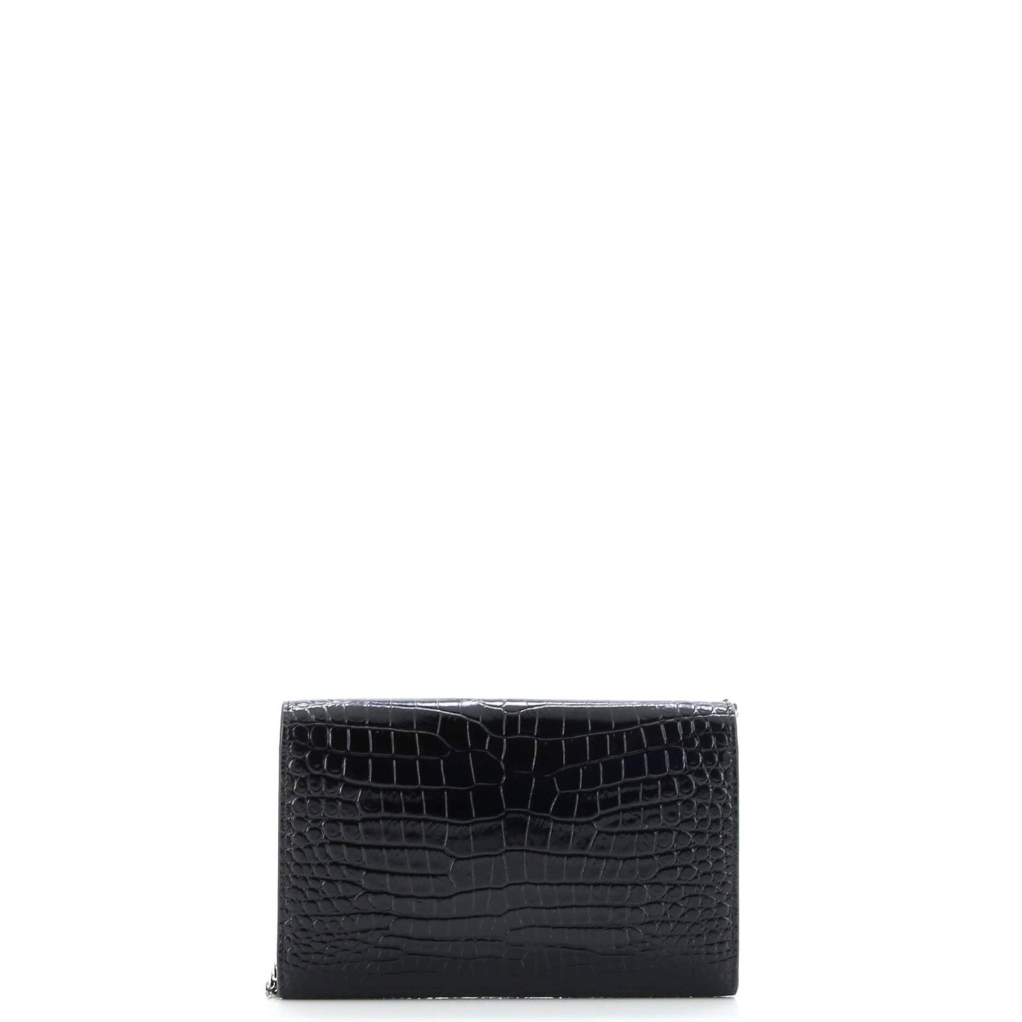 Saint Laurent Uptown Chain Wallet Crocodile Embossed Leather
