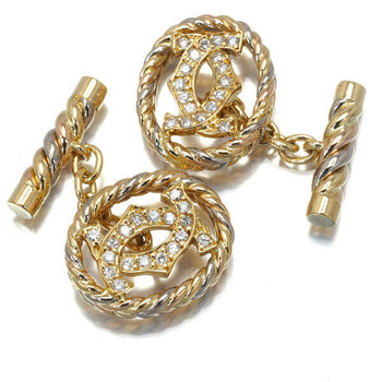 Cartier Rare Cufflinks Single-Cut Diamond 2C 3Color 18K Yg/Wg/Rose Gold