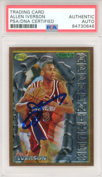 Allen Iverson Autographed 1996-97 Topps Finest Apprentices Card #69 (Psa Auto)