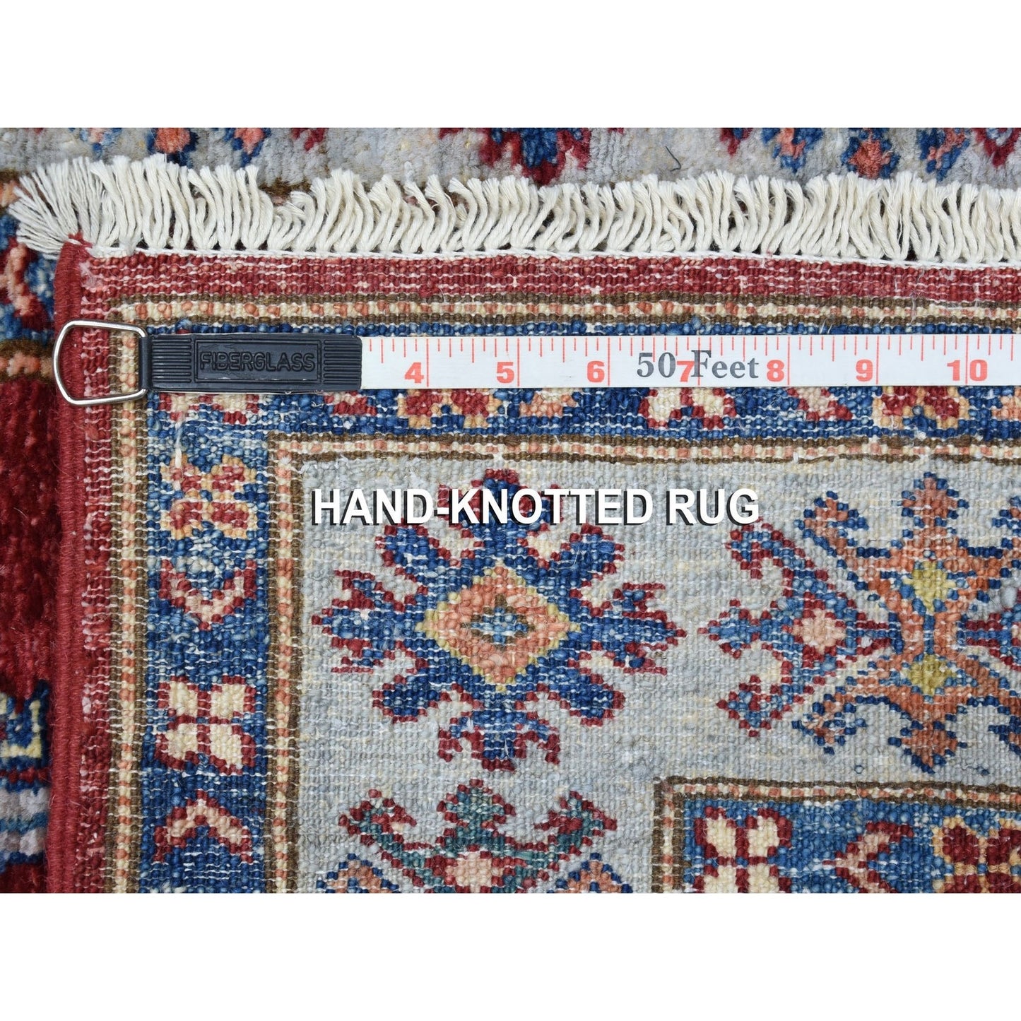2'7"X8'6" Red Hand-Knotted Super Kazak Pure Wool Oriental Runner Rug