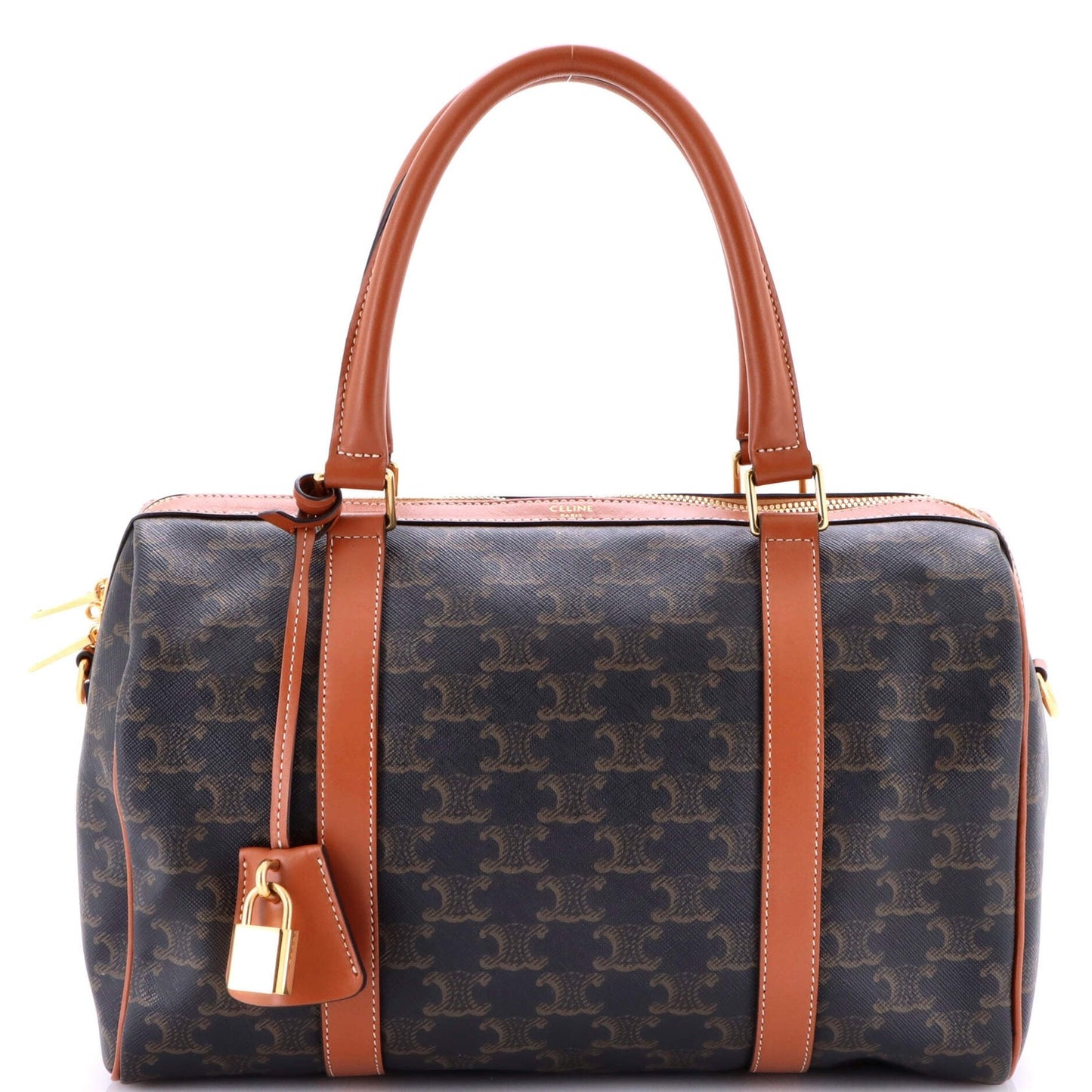 Celine Boston Bag Triomphe Coated Canvas Medium