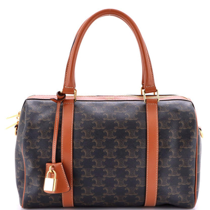 Celine Boston Bag Triomphe Coated Canvas Medium