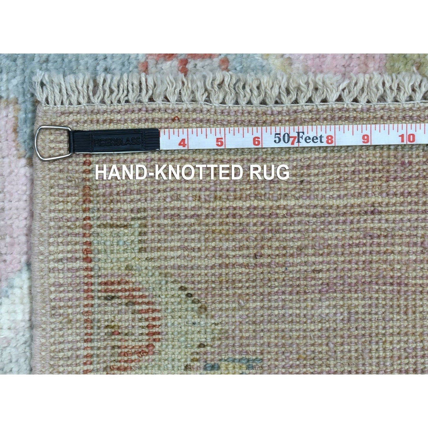 3'4"X9'9" Anatolian Village Wool Hand Knotted Pink Wide Runner Rug