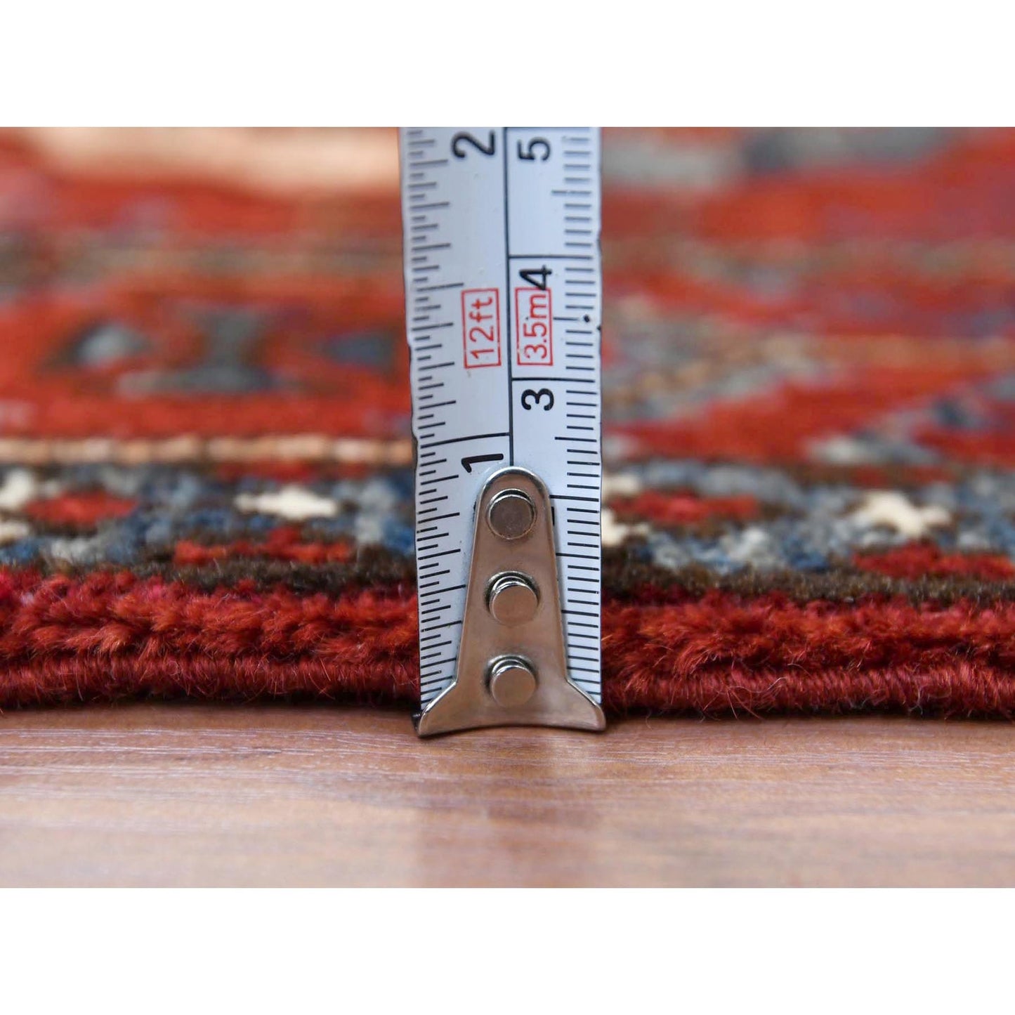 3'5"X4'4" Red Afghan Ersari Elephant Feet Design Wool Hand Knotted Rug