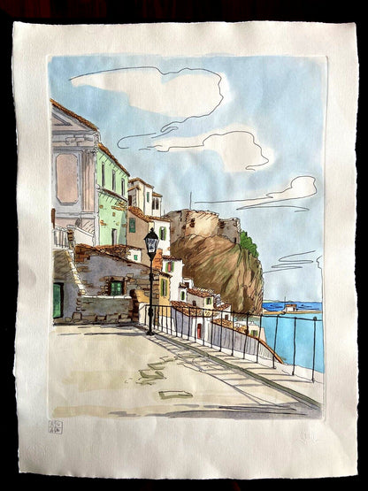 Aldo Riso "Scilla" 60X80 Hand-Painted Etching - Authenticated - Hand-Signed