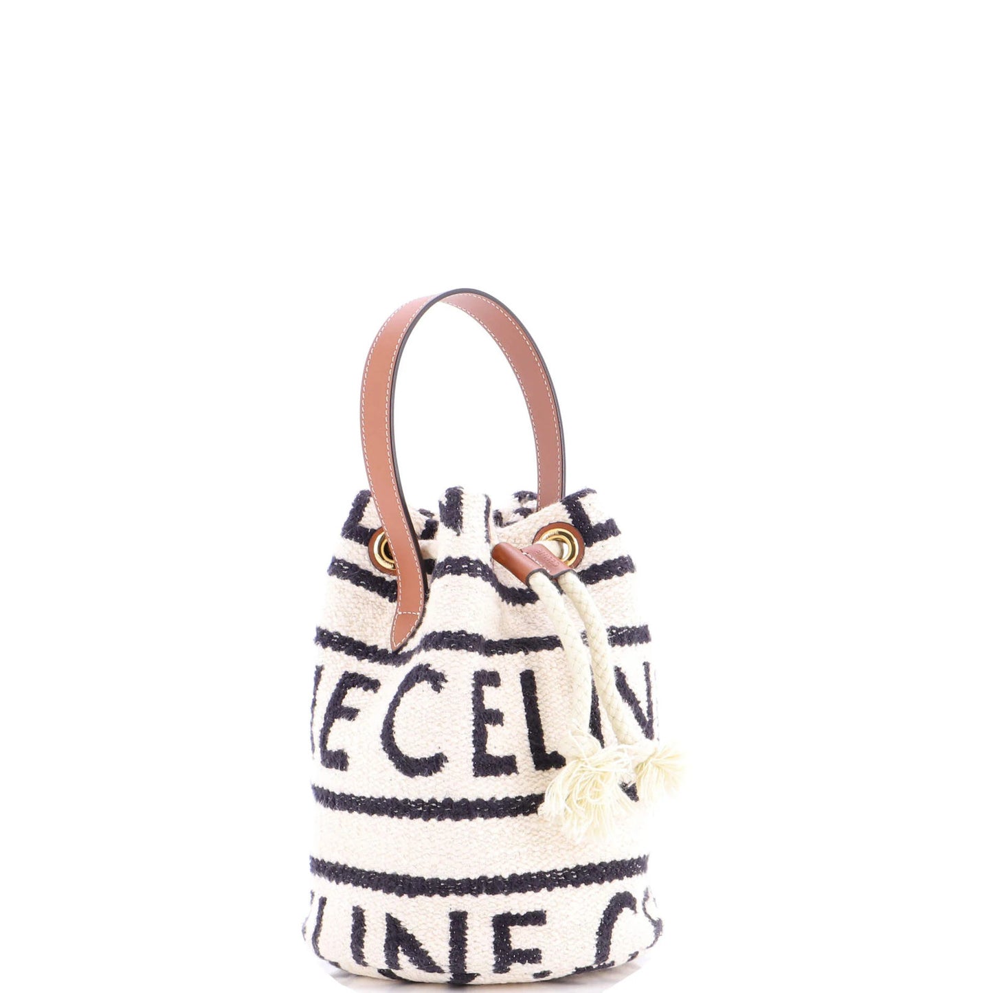 Celine Drawstring Bucket Bag Logo All Over Textile Teen