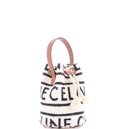 Celine Drawstring Bucket Bag Logo All Over Textile Teen