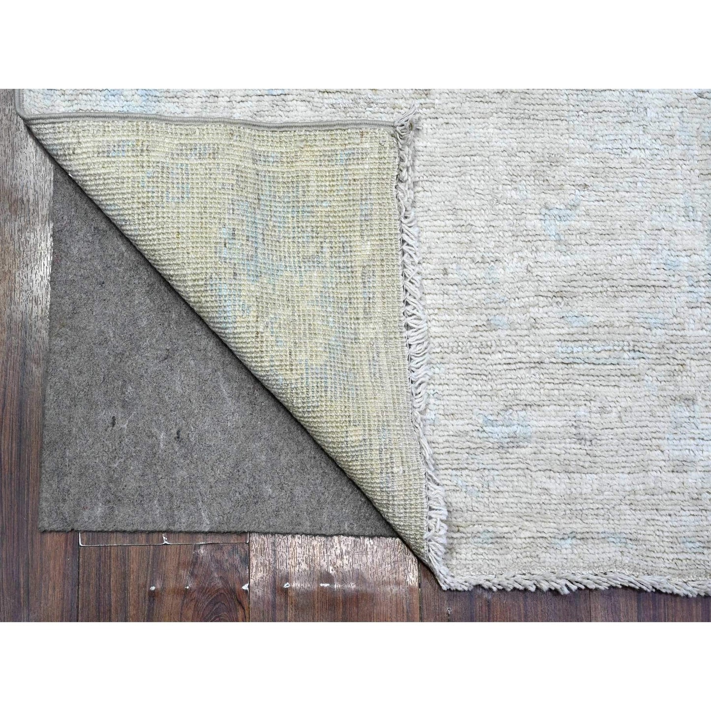 2'8"X12'2" Pure Silver Gray Afghan Angora Oushak Runner Oriental Rug