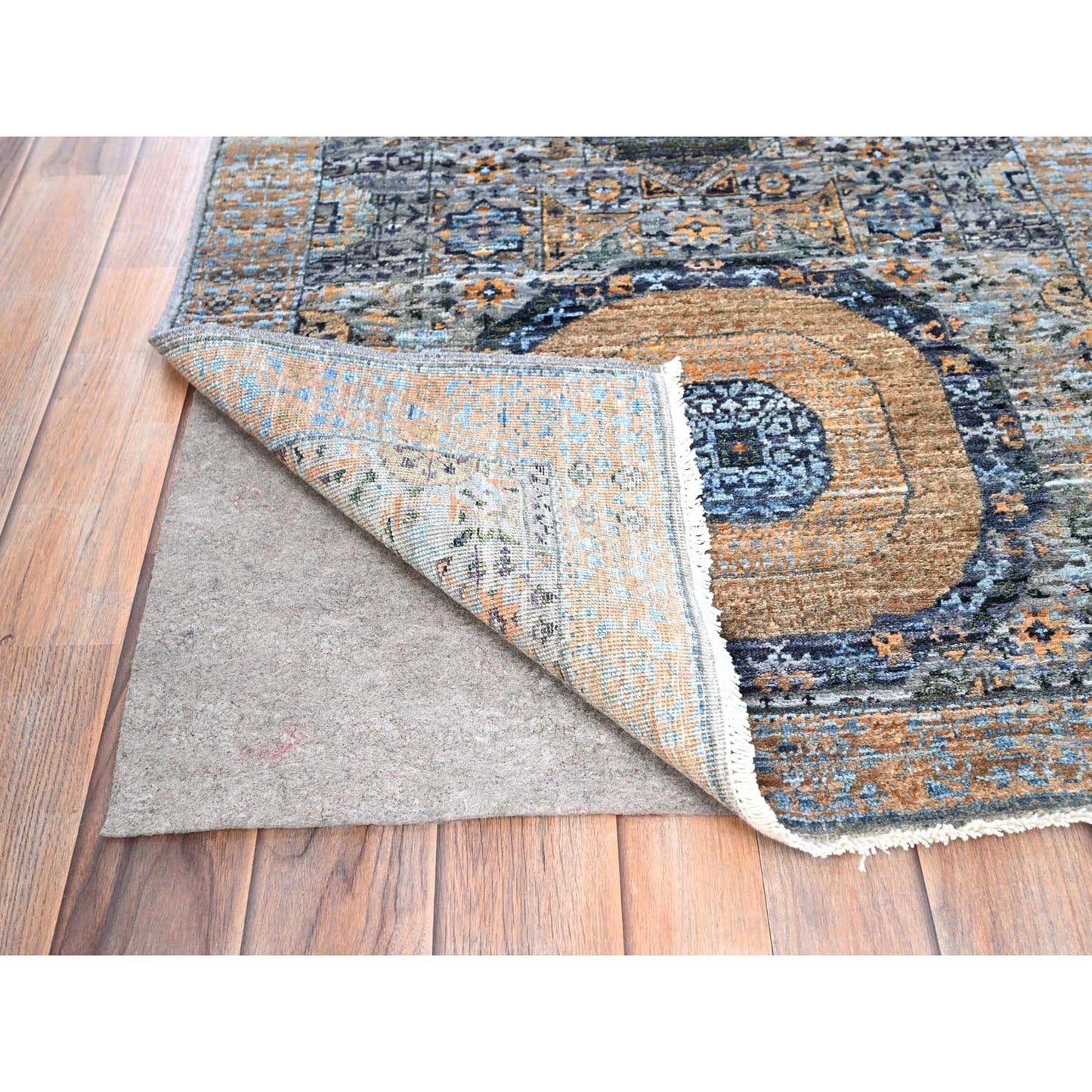 2'6"X13'9" Blue Mamluk Design Soft Wool Hand Knotted Runner Oriental Rug