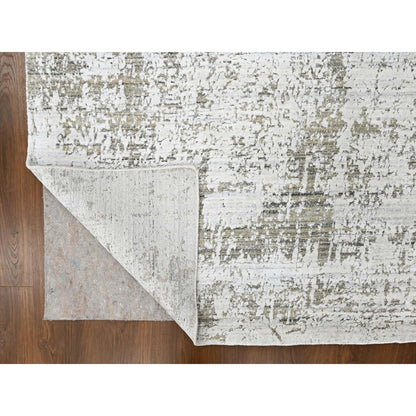 8'X10' White Modern Design Hand Loomed Wool And Bamboo Silk Oriental Rug