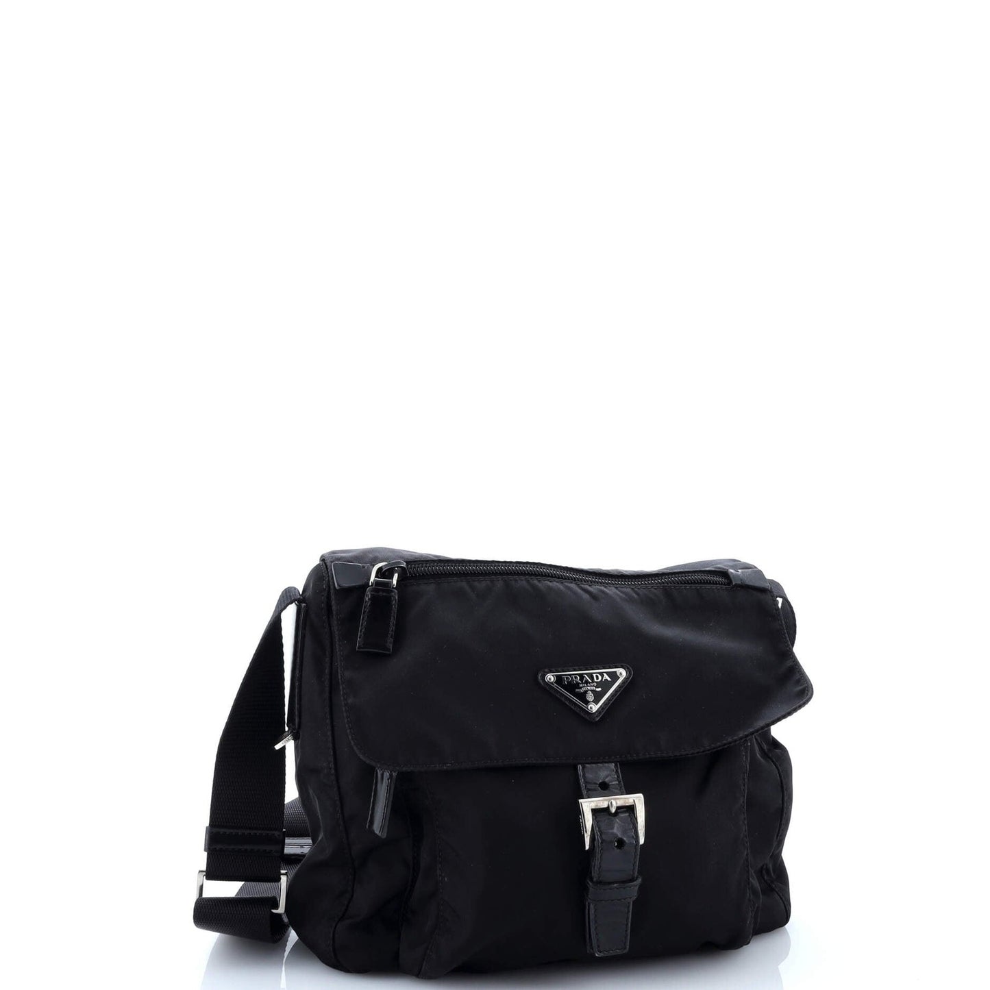 Prada Buckle Messenger Bag Tessuto Small