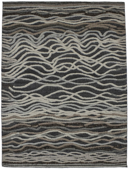 Handmade Modern Area Rug High-Low Relief Waves