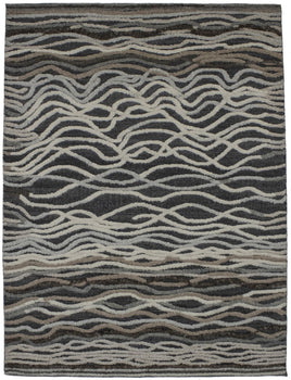 Handmade Modern Area Rug High-Low Relief Waves