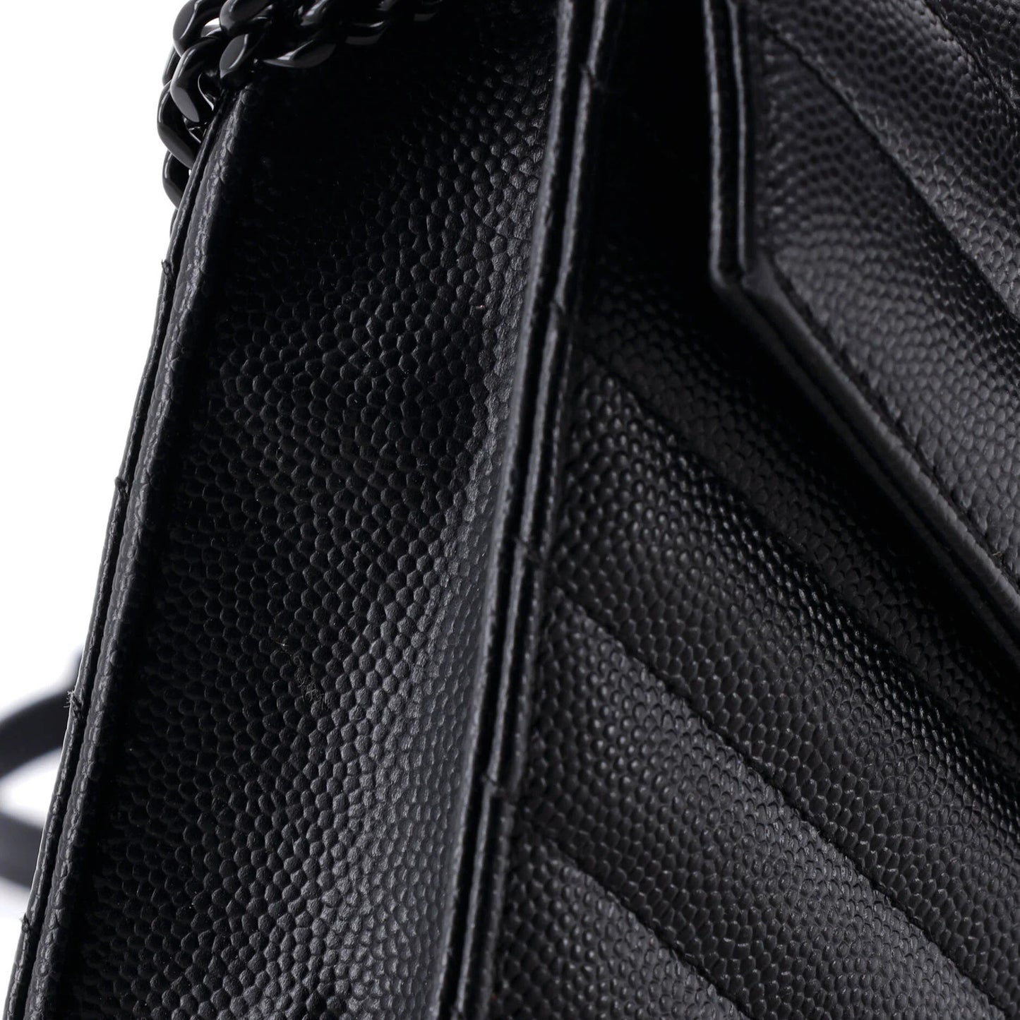 Saint Laurent Classic Monogram Wallet On Chain Matelasse Chevron Leather Small