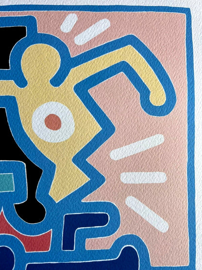 Keith Haring Lithograph From A Painting / Coa Signed In Pen / Numbered In Pencil