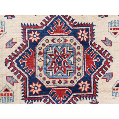 9'1"X11'7" Hand Knotted Ivory Afghan Special Kazak Natural Wool Rug