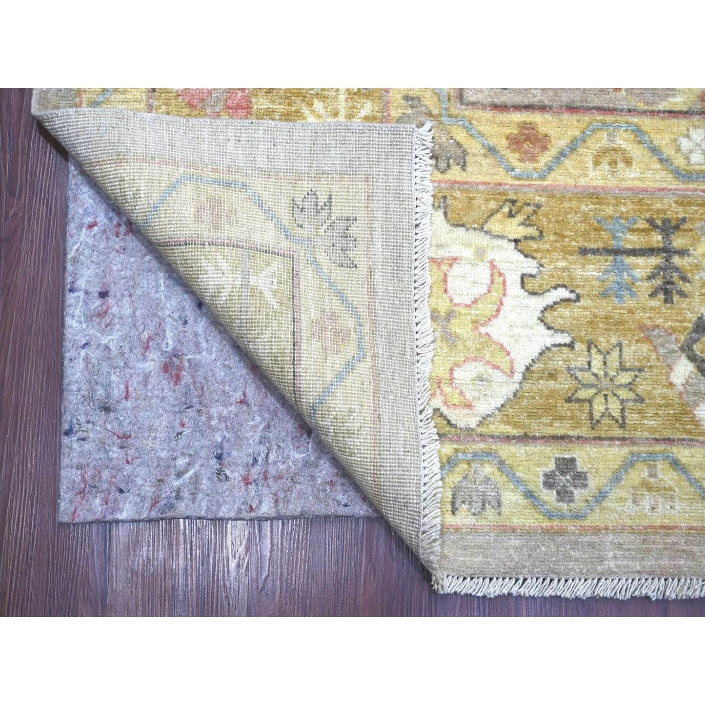 9'3"x12'2" Gray Peshawar with Serrated Gul Motif Hand Knotted Wool Rug