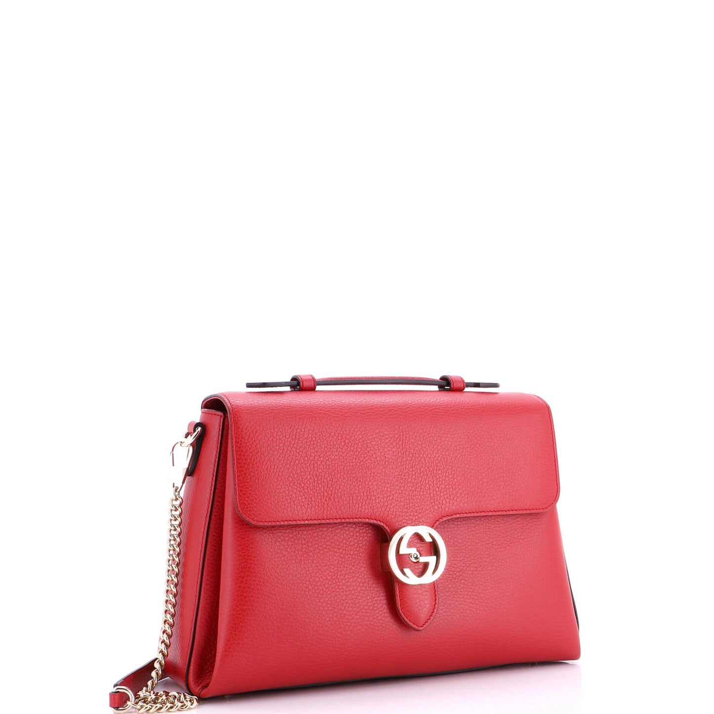 Gucci Interlocking Top Handle Bag Leather Medium