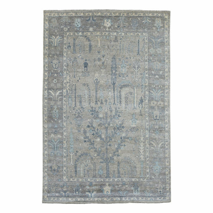 6'X9'2" Angora Oushak Organic Wool Hand Knotted Gray Oriental Rug