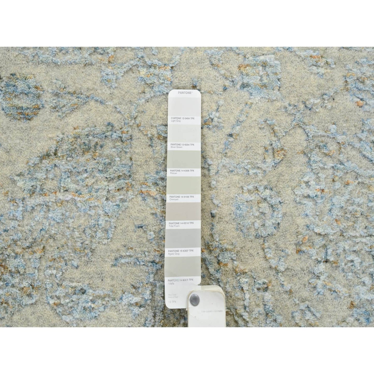 8'1"X10' Gray Jacquard Hand Loomed Wool And Silk Tebraz Design Rug