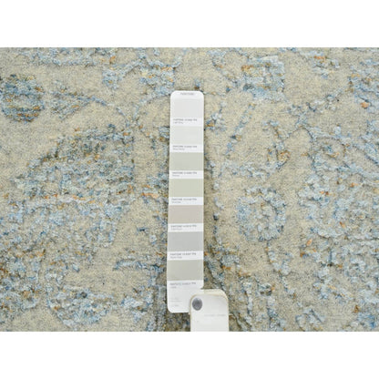 8'1"X10' Gray Jacquard Hand Loomed Wool And Silk Tebraz Design Rug