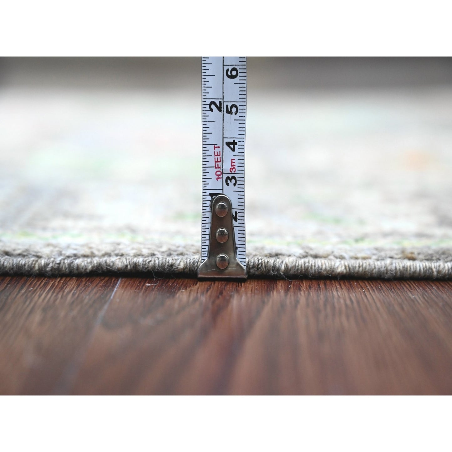 2'10"X10'4" Brown Hand Knotted Angora Oushak Leaf Design Wool Runner Rug