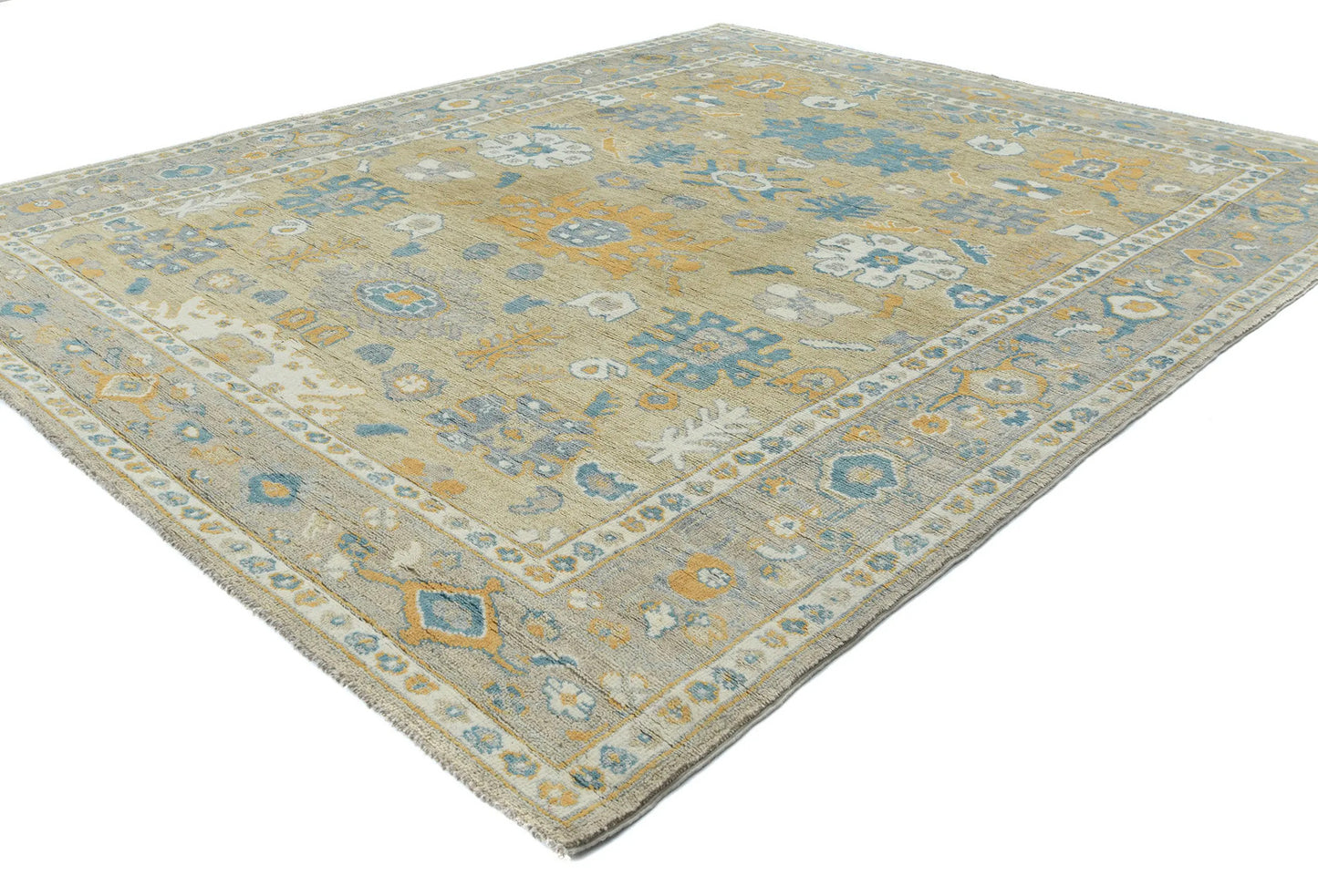 Oushak Pakistan Oriental Rug Muted Colors Floral