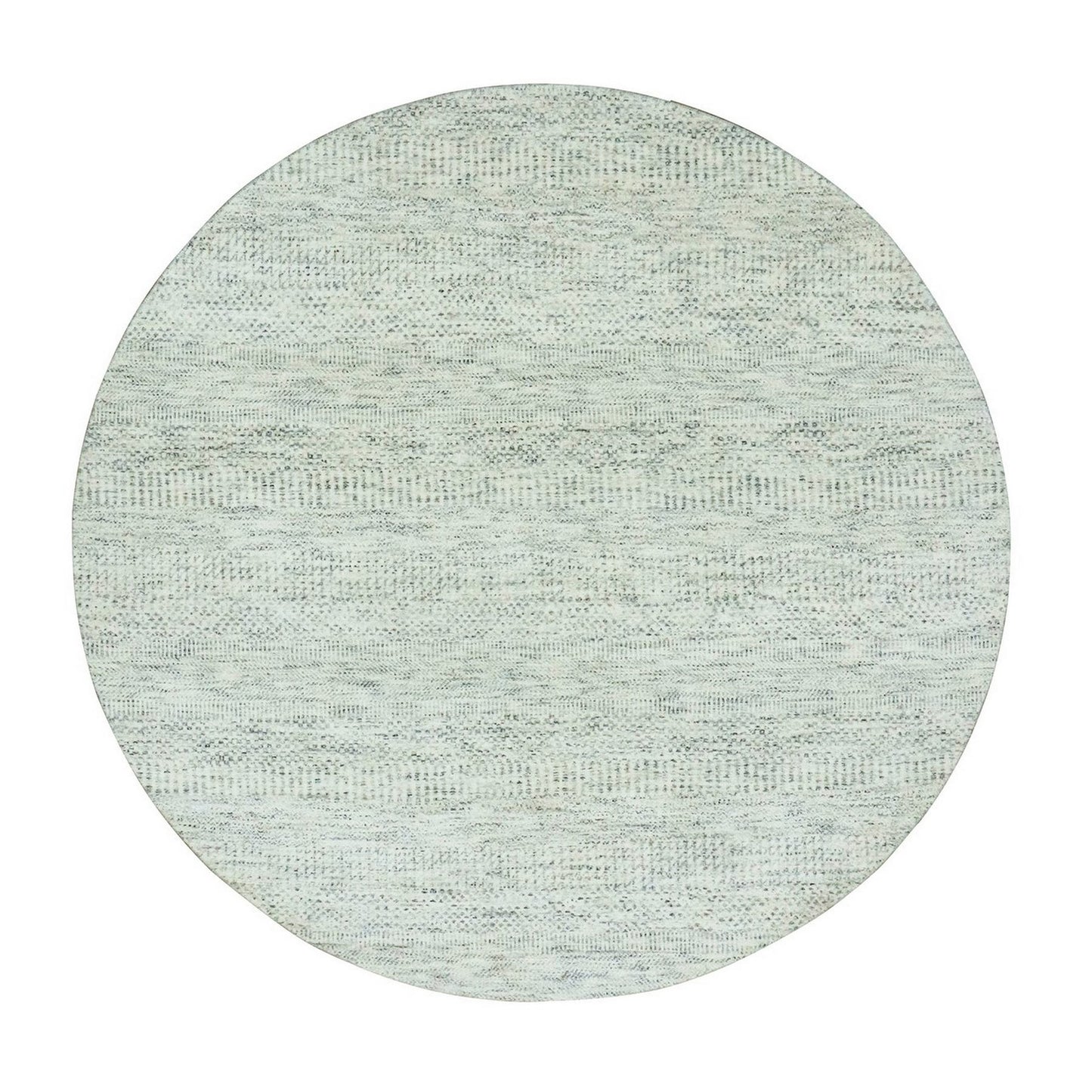 6'X6' Wickham Gray Hand Knotted Grass Design Modern Undyed Wool Round Rug