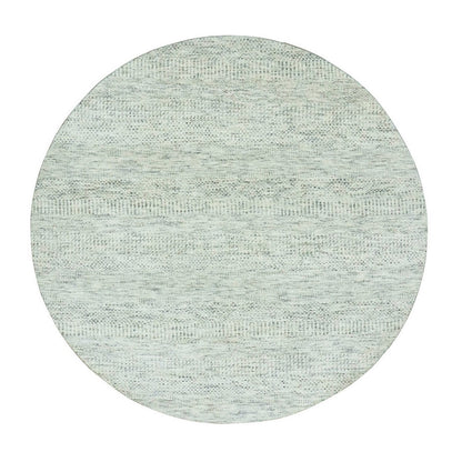 6'X6' Wickham Gray Hand Knotted Grass Design Modern Undyed Wool Round Rug