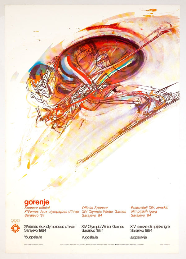 Poster Sarajevo 1984 Downhill Racer Mujezinovic Original Olympics Olympic