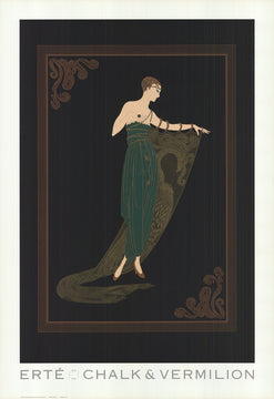 Erte Emerald Night " Poster Art Deco Black Green Brown