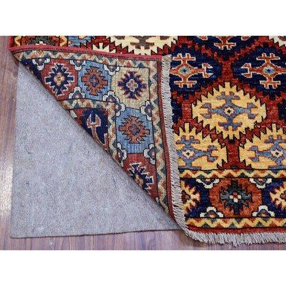 4'X6' Red Afghan Ersari Repetitive Design Wool Hand Knotted Oriental Rug