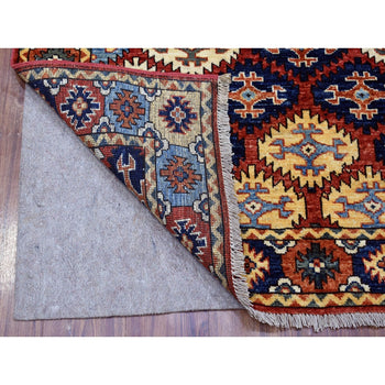 4'X6' Red Afghan Ersari Repetitive Design Wool Hand Knotted Oriental Rug