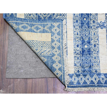 6'2"X8'8" Medium Sapphire Fine Peshawar Natural Wool Hand Knotted Rug