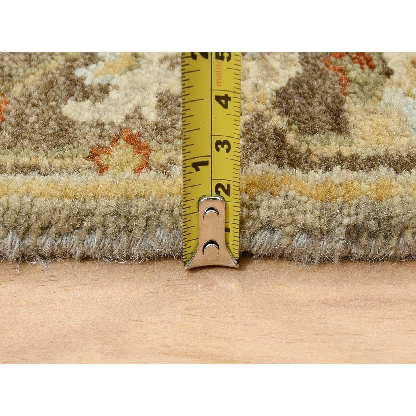 2'7"X12'1" Gray Karijihooz Design Hand Knotted Soft Wool Oriental Rug