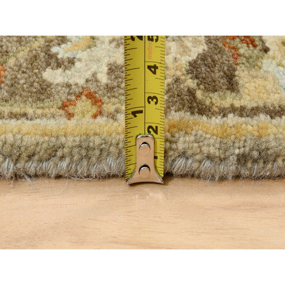 2'7"X12'1" Gray Karijihooz Design Hand Knotted Soft Wool Oriental Rug