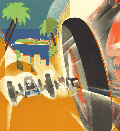 ROBERT FALCUCCI Monaco Grand Prix 1931 39.5" x 26.75" Lithograph 1983 Vintage Mu