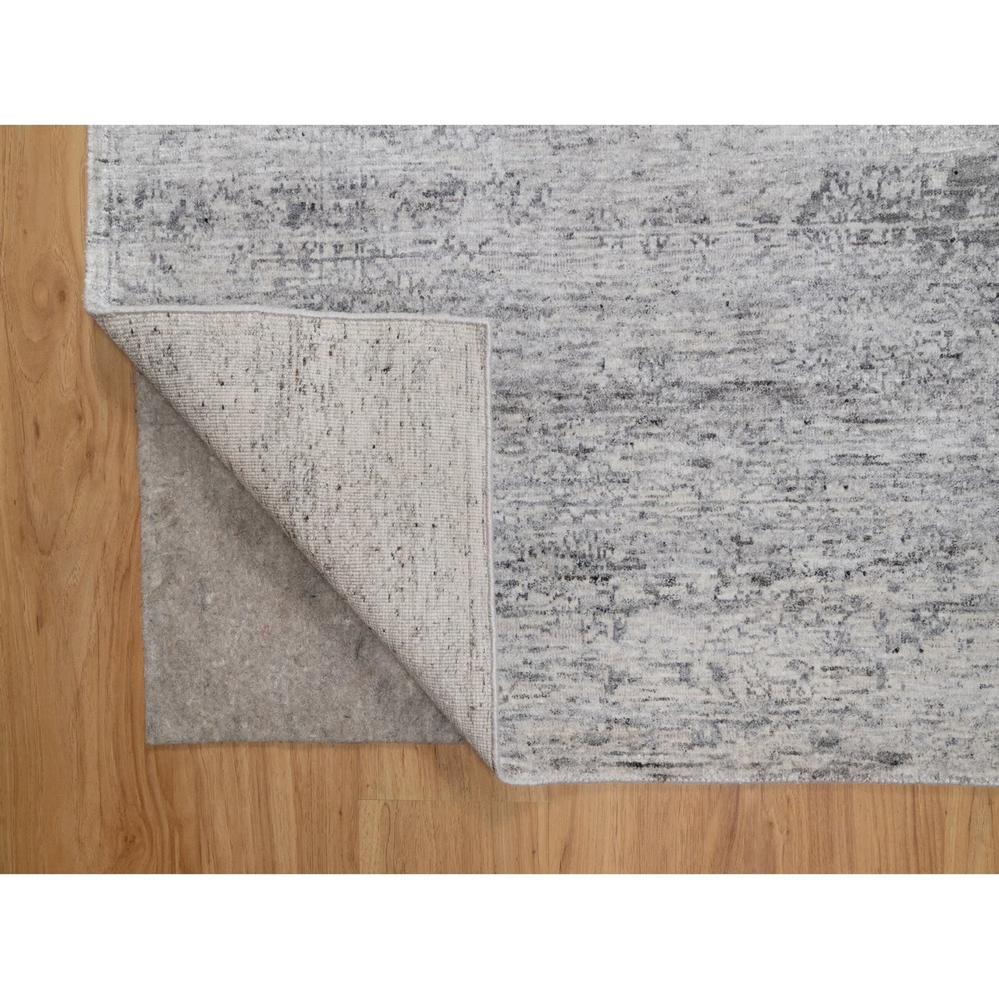 7'10"X10' Ivory Modern Design Undyed Natural Wool Hand Knotted Rug