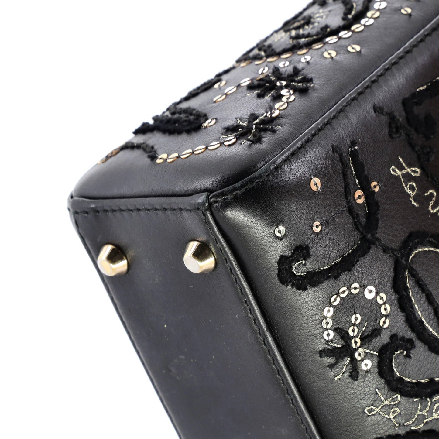 Christian Dior Lady Dior Chain Bag Embroidered Calfskin Mini