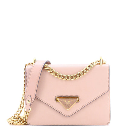 Prada Envelope Flap Chain Shoulder Bag Saffiano Leather Small