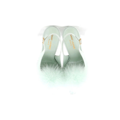Saint Laurent Women'S Paradis Slingback Sandals Satin With Feathers