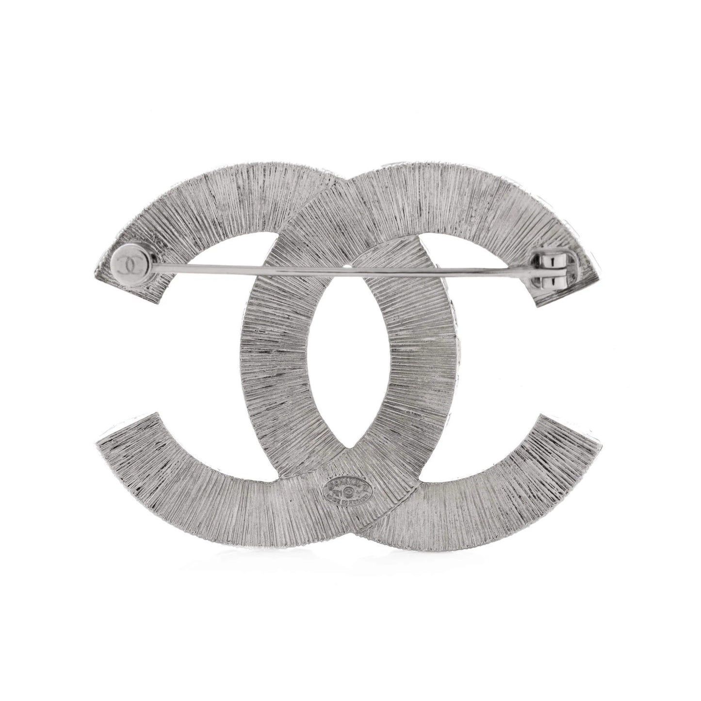 Chanel Cc Brooch Metal With Crystals