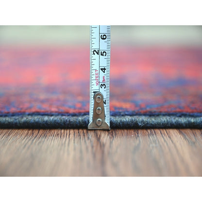 2'7"X6'5" Red Soft Wool Andkhoy Geometric Design Hand Knotted Runner Rug