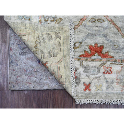 3'X10'6" Gray Afghan Angora Oushak Hand Knotted 100% Wool Runner Rug