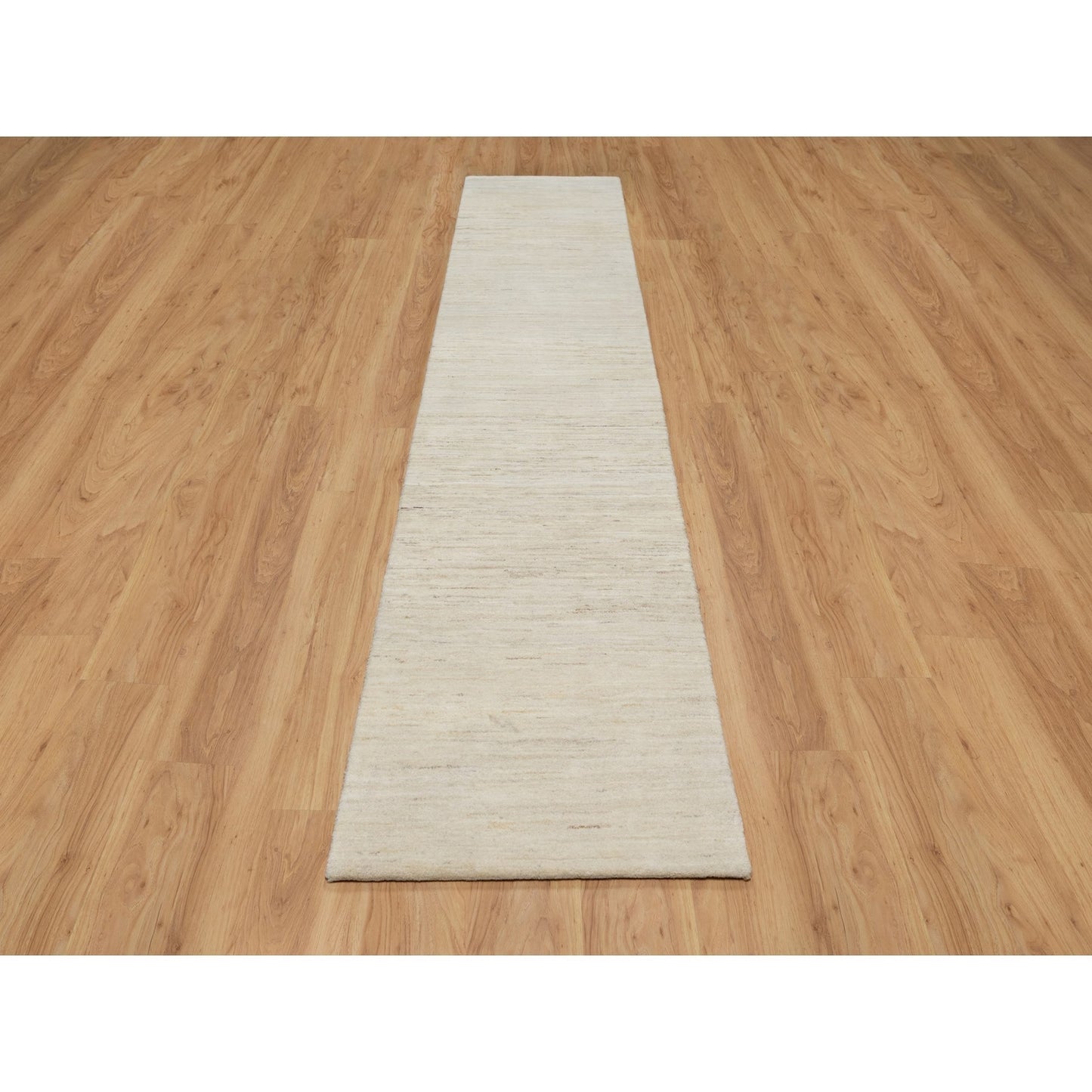 2'6"X11'10" White Wool Hand Knotted Modern Lori Buft Gabbeh Runner Rug