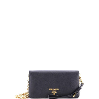 Mini Prada Wristlet Wallet on Chain Saffiano Leather