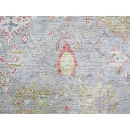 8'1"X9'10" Cloud Gray Afghan Angora Oushak Soft Wool Hand Knotted Rug