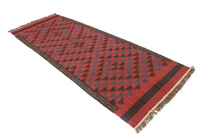 4'7X12'6 Vintage Kilim Sumak Runner Rug Tribal Flat-Weave Oriental Carpet